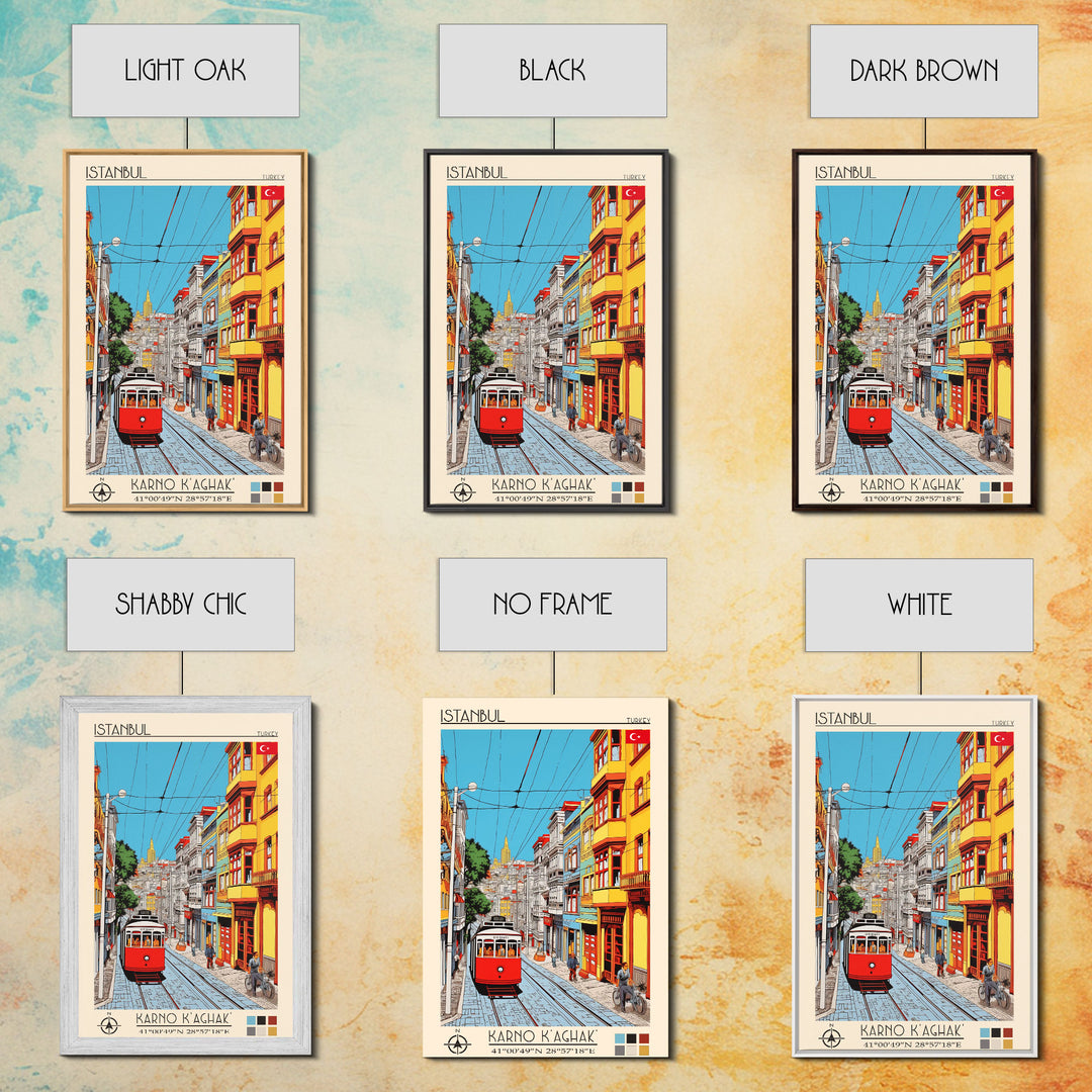 Istanbul Turkey Travel Poster Framed Canvas Print, Midcentury Modern Art, Pop Art Wall Decor, Scenic Living Room Art, Bedroom Decor