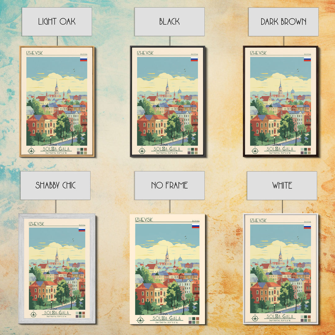 Izhevsk Russia Travel Poster Framed Canvas Print, Midcentury Modern Art, Pop Art Wall Decor, Scenic Living Room Art, Bedroom Gift