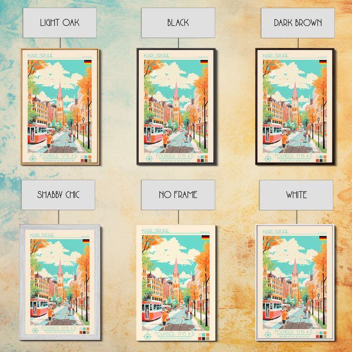 Karlsruhe Germany Travel Poster Framed Canvas Print, Vintage Style, Pop Art Home Decor, Scenic Wall Art, Bedroom Decoration, Office Gift