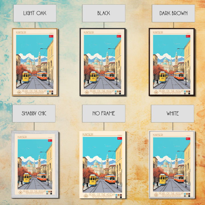 Kayseri Turkey Travel Poster Framed Canvas Print, Midcentury Modern Art, Pop Art Wall Decor, Scenic Wall Art, Living Room Decoration, Office Art