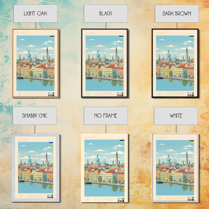 Kharkiv Ukraine Travel Poster Framed Canvas Print, Midcentury Modern Art, Pop Art Wall Decor, Scenic Living Room Art, Bedroom Gift