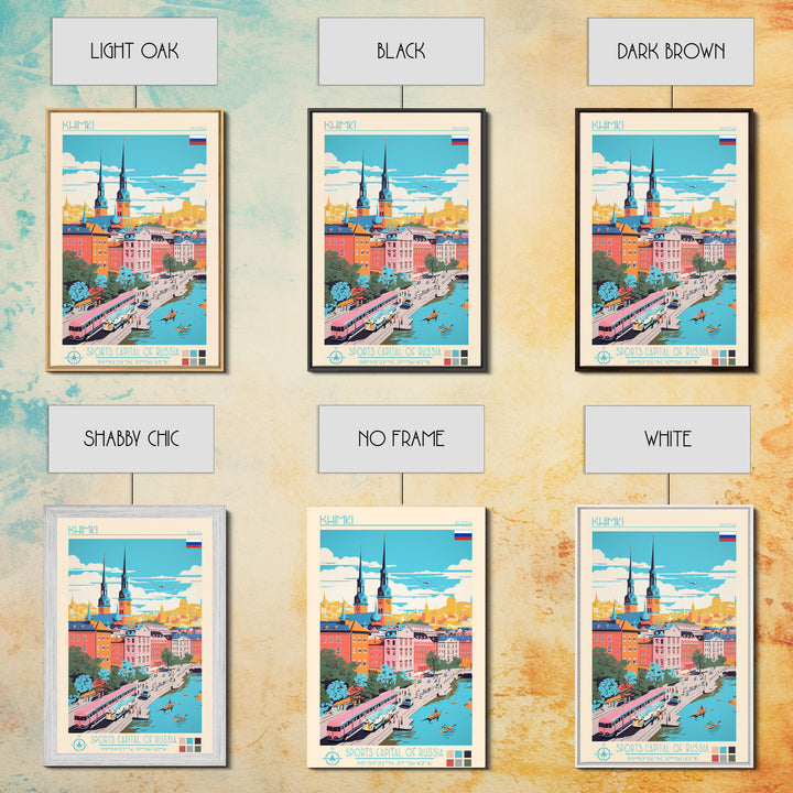 Khimki Russia Travel Poster Framed Canvas Print, Midcentury Modern Art, Pop Art Wall Decor, Home Decor, Vacation Gift, Bedroom Art