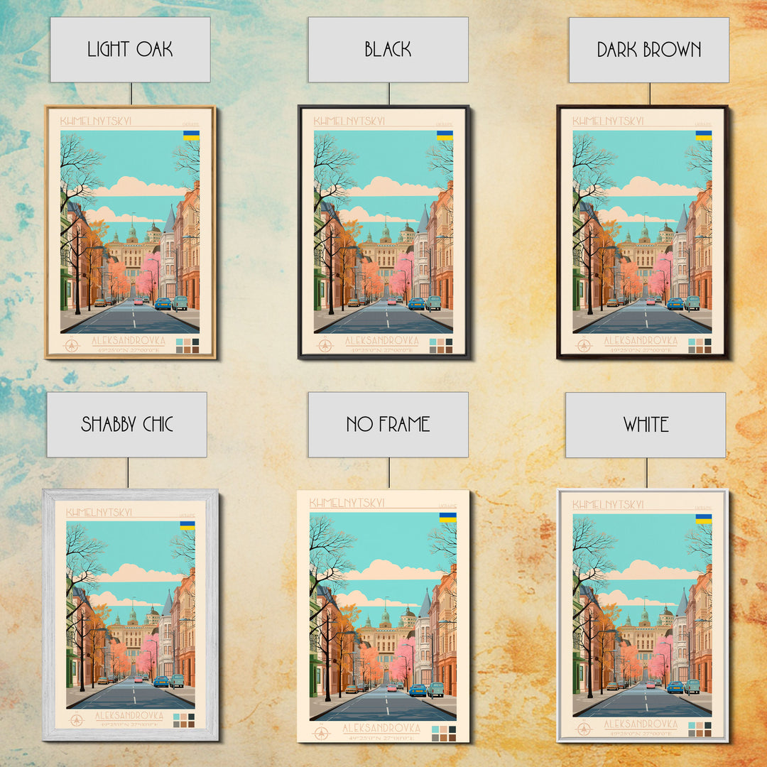 Khmelnytskyi Ukraine Travel Poster Framed Canvas Print, Midcentury Modern Art, Pop Art Wall Decor, Scenic Wall Art, Living Room Decoration, Office Gift