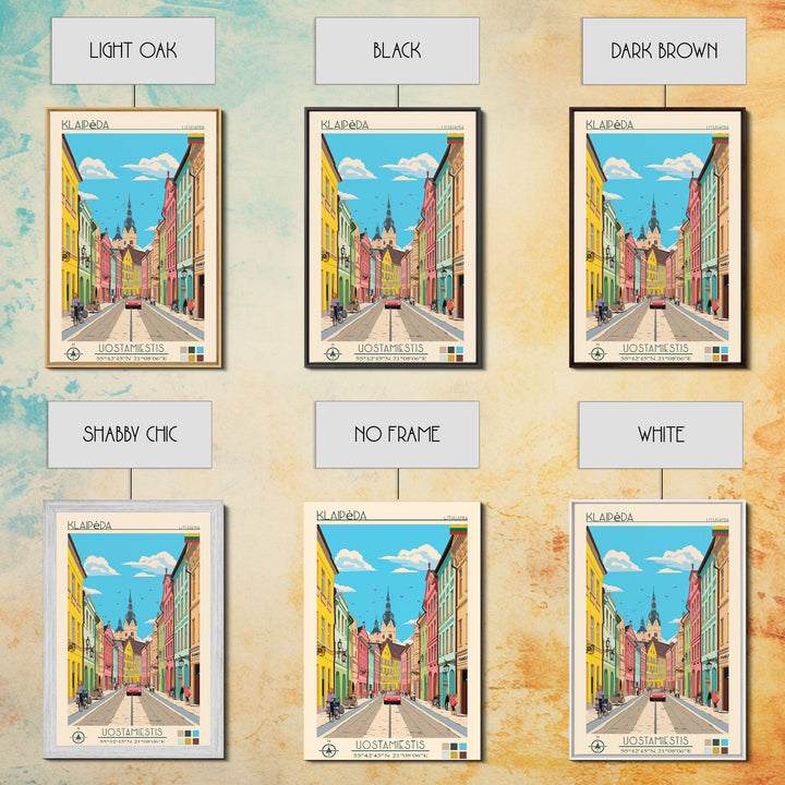 Klaipėda Lithuania Travel Poster Framed Canvas Print, Midcentury Modern Art, Pop Art Wall Decor, Home Decor, Vacation Gift, Office Art
