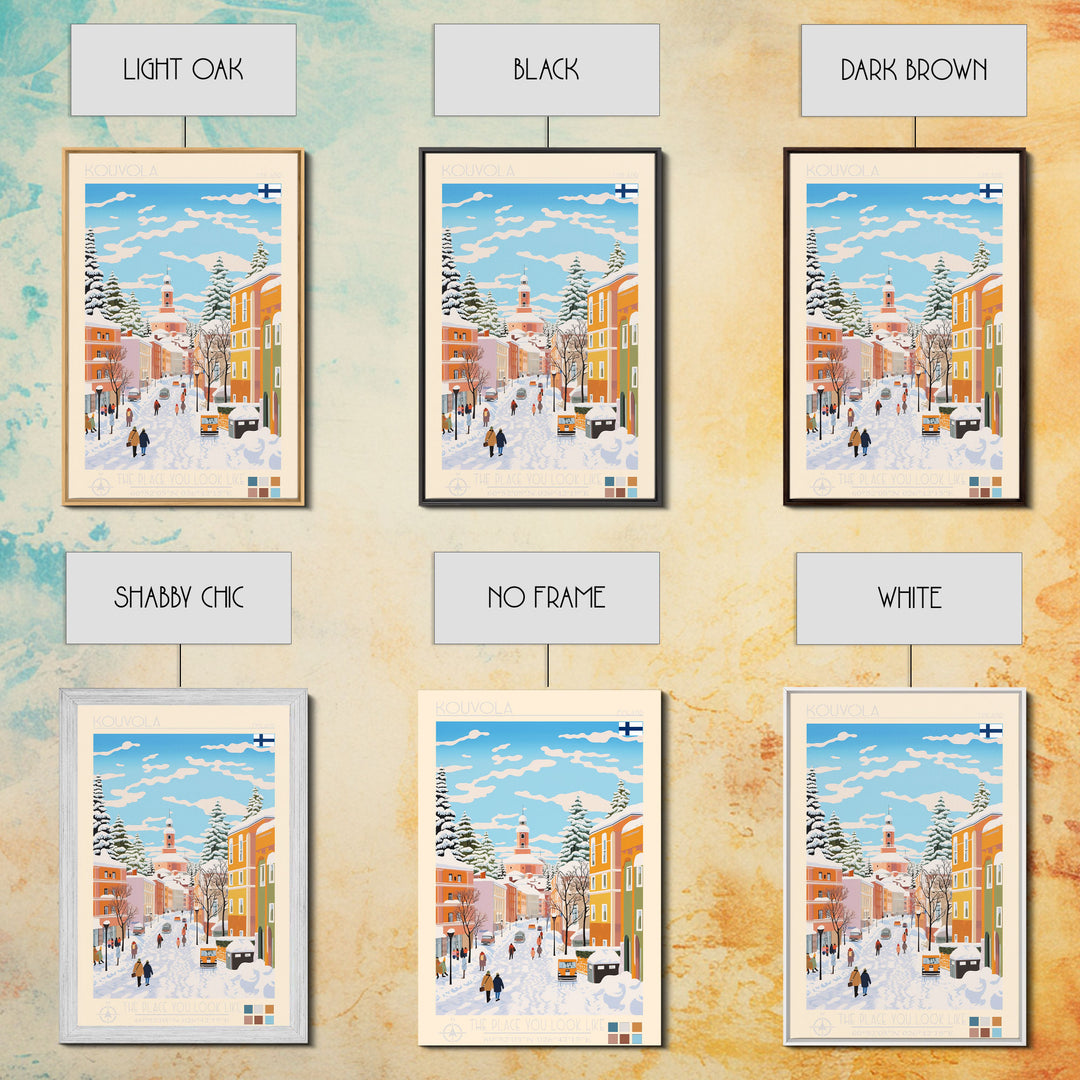 Kouvola Finland Travel Poster Framed Canvas Print, Midcentury Modern Art, Pop Art Wall Decor, Home Decor, Vacation Gift, Office Art