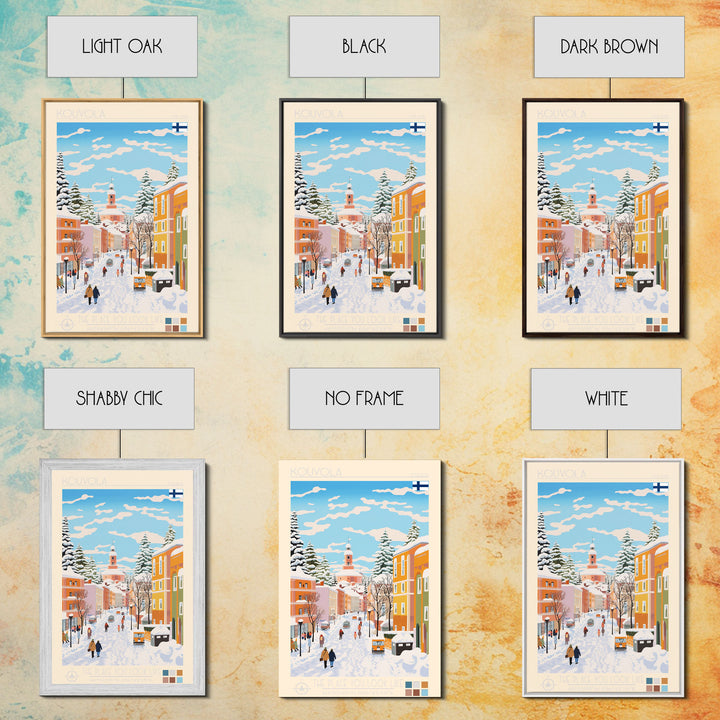 Kouvola Finland Travel Poster Framed Canvas Print, Midcentury Modern Art, Pop Art Wall Decor, Home Decor, Vacation Gift, Office Art