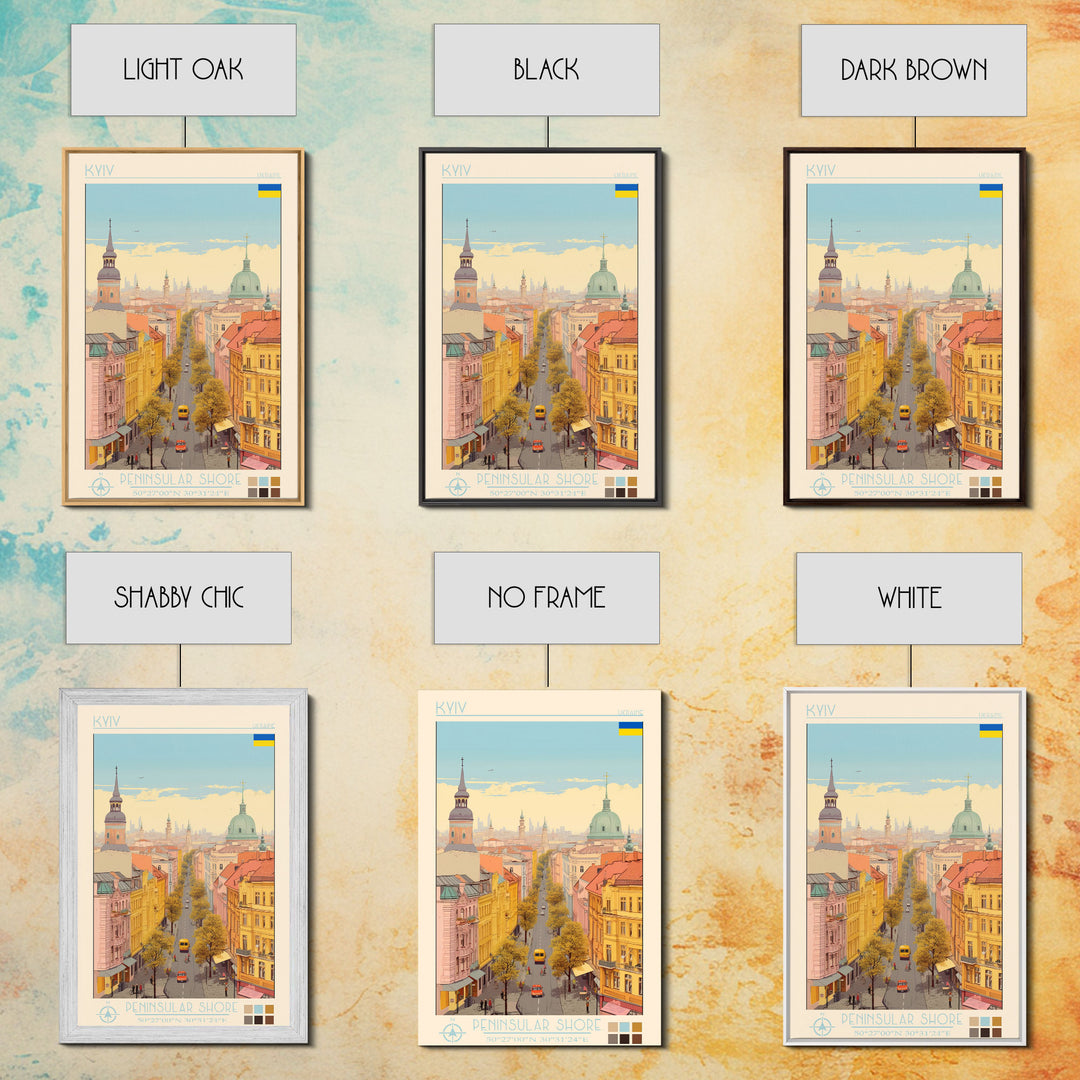 Kyiv Ukraine Travel Poster Framed Canvas Print, Vintage Style, Pop Art Home Decor, Scenic Wall Art, Bedroom Decoration, Office Gift