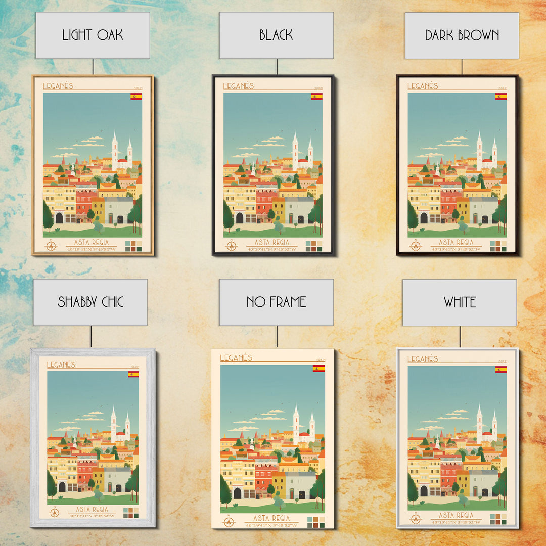 Leganés Spain Travel Poster Framed Canvas Print, Vintage Style, Pop Art Home Decor, Scenic Wall Art, Bedroom Decoration, Office Gift