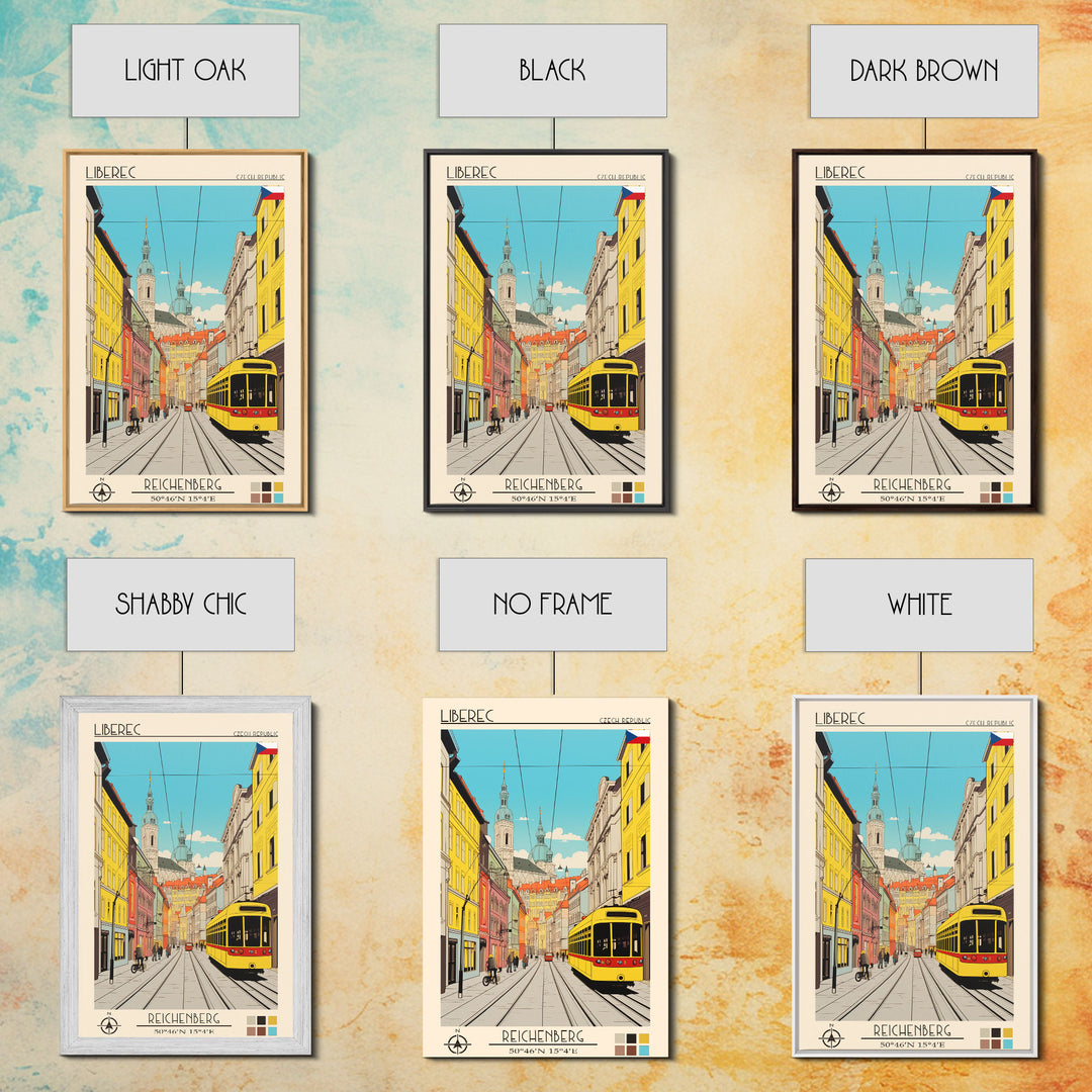 Liberec Czech Republic Travel Poster Framed Canvas Print, Midcentury Modern Art, Pop Art Wall Decor, Scenic Wall Art, Living Room Decoration, Office Gift