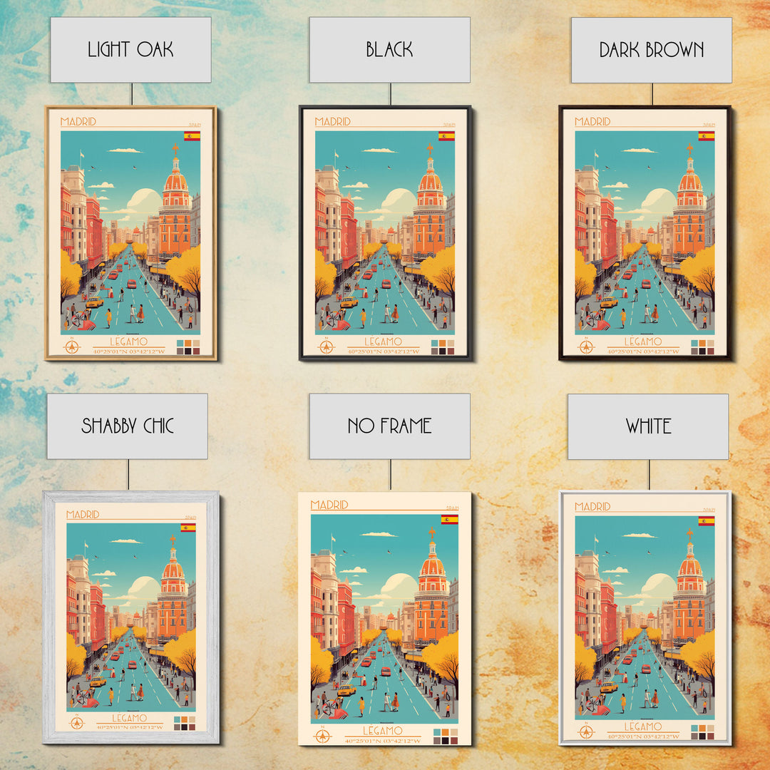 Madrid Spain Travel Poster Framed Canvas Print, Vintage Style, Pop Art Home Decor, Scenic Wall Art, Bedroom Decoration, Office Gift