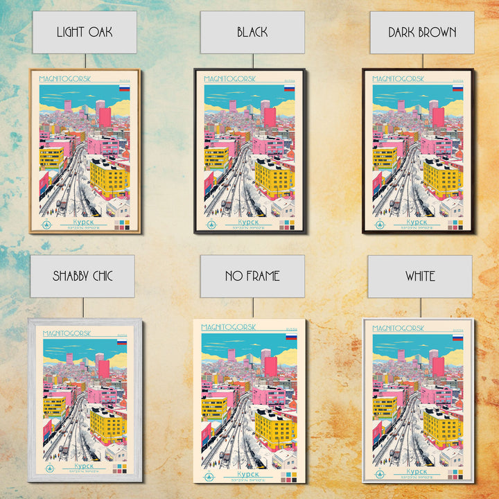 Magnitogorsk Russia Travel Poster Framed Canvas Print, Midcentury Modern Art, Pop Art Wall Decor, Scenic Living Room Art, Bedroom Gift