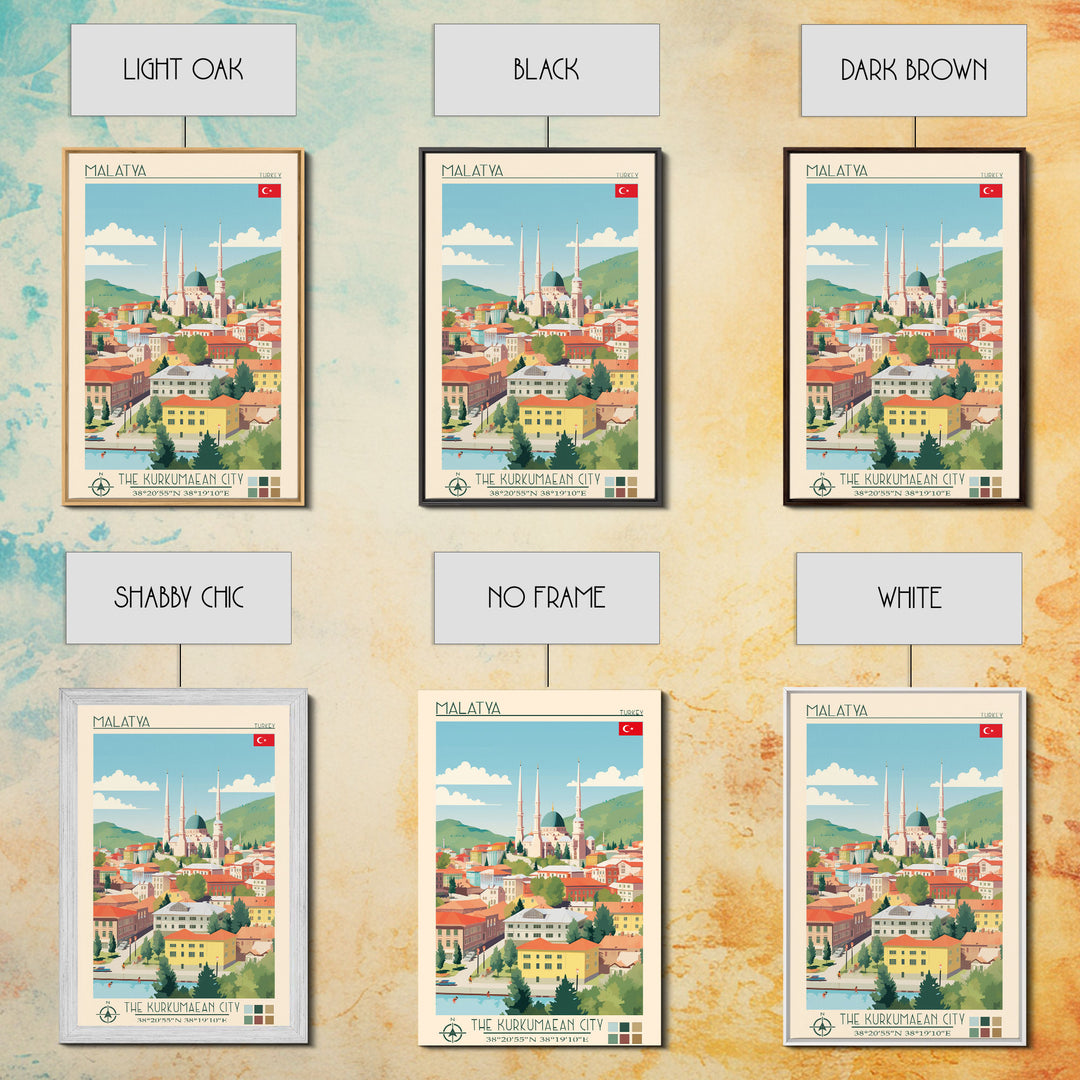 Malatya Turkey Travel Poster Framed Canvas Print, Midcentury Modern Art, Pop Art Wall Decor, Scenic Wall Art, Living Room Decoration, Office Gift