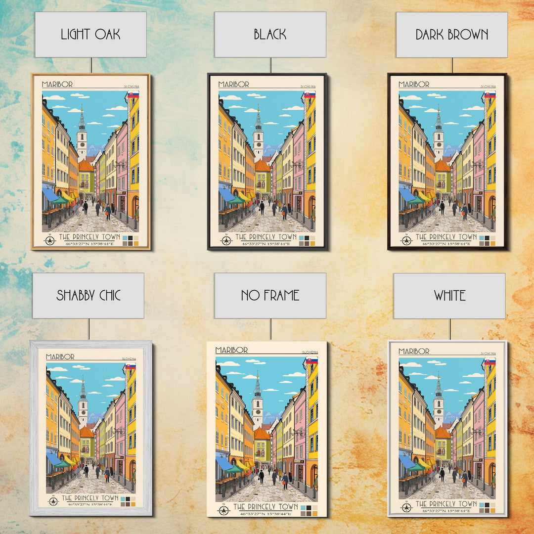 Maribor Slovenia Travel Poster Framed Canvas Print, Vintage Style, Pop Art Home Decor, Scenic Wall Art, Bedroom Decoration, Office Gift