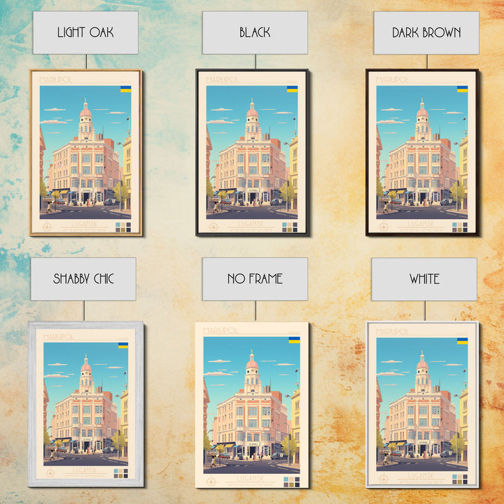 Mariupol Ukraine Travel Poster Framed Canvas Print, Midcentury Modern Art, Pop Art Wall Decor, Home Decor, Vacation Gift, Office Art
