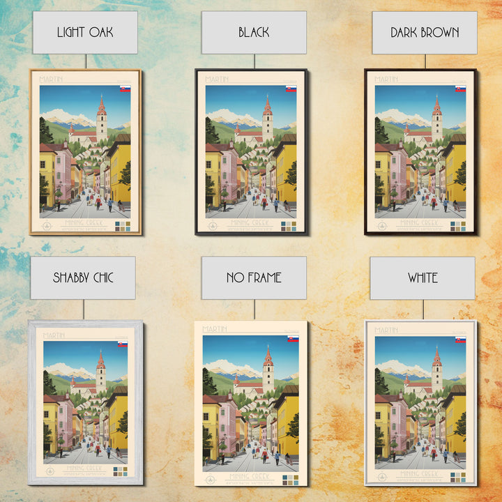 Martin Slovakia Travel Poster Framed Canvas Print, Midcentury Modern Art, Pop Art Wall Decor, Scenic Wall Art, Living Room Decoration, Office Art