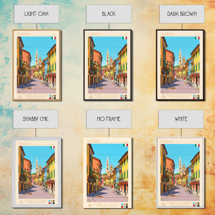 Modena Italy Travel Poster Framed Canvas Print, Vintage Style, Pop Art Home Decor, Scenic Wall Art, Bedroom Decoration, Office Gift