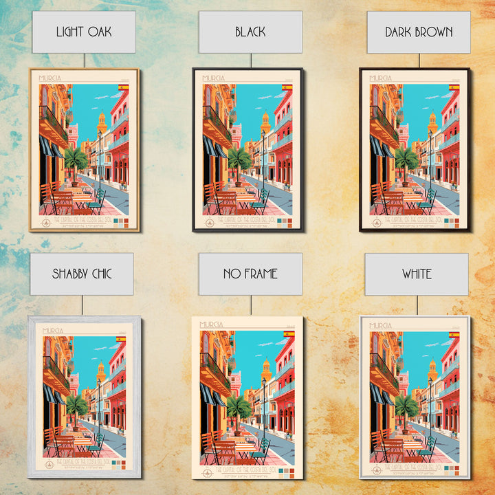 Murcia Spain Travel Poster Framed Canvas Print, Midcentury Modern Art, Pop Art Wall Decor, Scenic Wall Art, Bedroom Decoration
