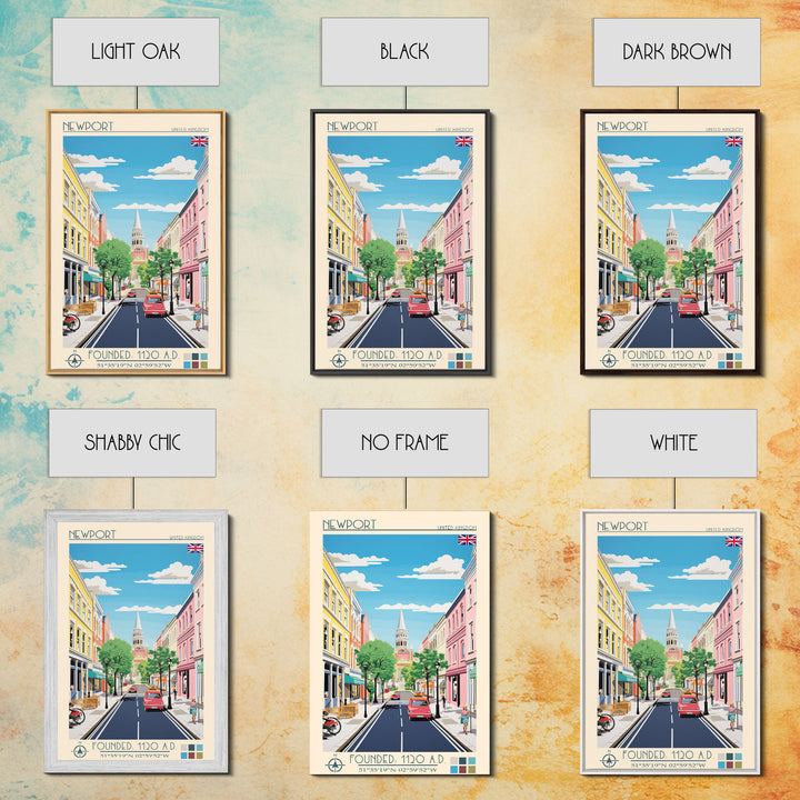 Newport United Kingdom Travel Poster Framed Canvas Print, Vintage Style, Pop Art Home Decor, Scenic Wall Art, Bedroom Decoration, Office Gift