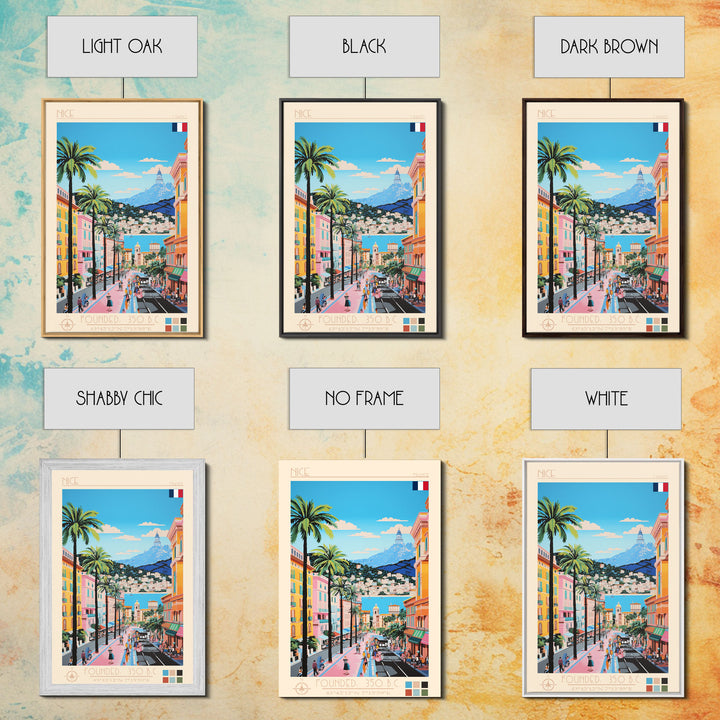 Nice France Travel Poster Framed Canvas Print, Midcentury Modern Art, Pop Art Wall Decor, Home Decor, Vacation Gift, Office Art