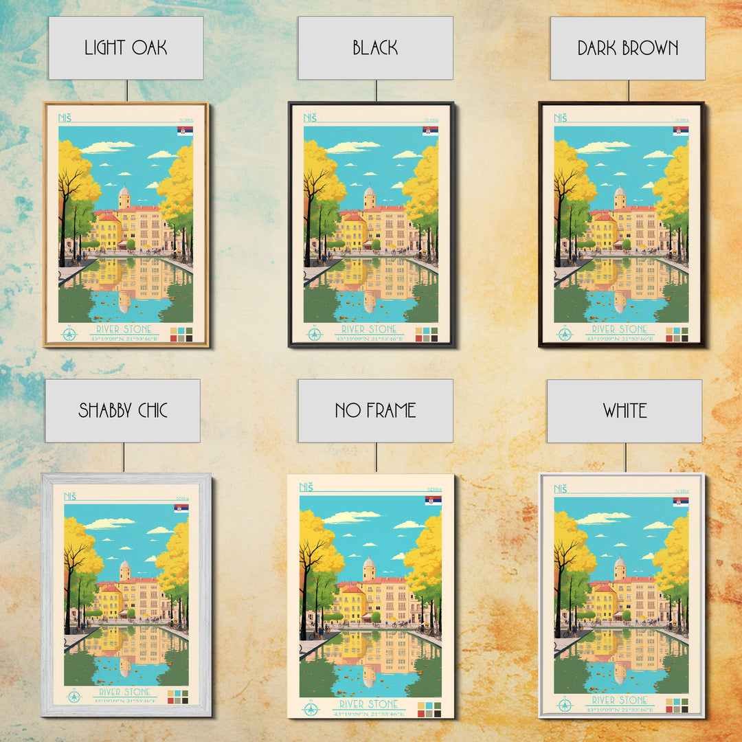 Niš Serbia Travel Poster Framed Canvas Print, Vintage Style, Pop Art Home Decor, Scenic Wall Art, Bedroom Decoration, Office Gift