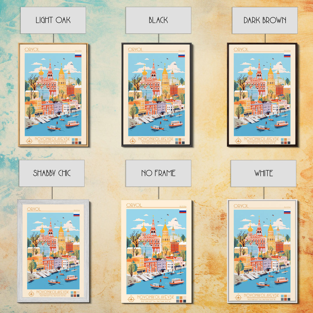 Oryol Russia Travel Poster Framed Canvas Print, Vintage Style, Pop Art Home Decor, Scenic Wall Art, Bedroom Decoration, Office Gift
