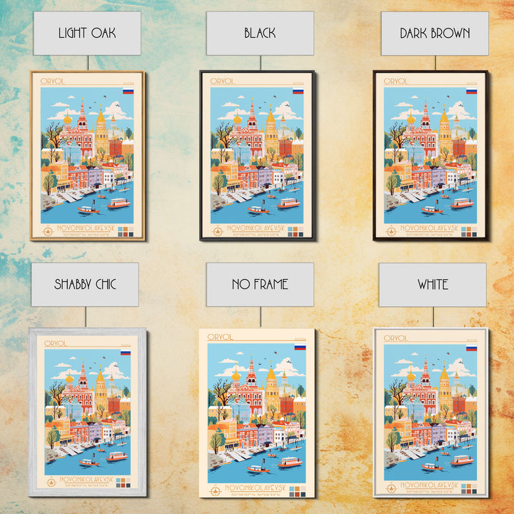 Oryol Russia Travel Poster Framed Canvas Print, Vintage Style, Pop Art Home Decor, Scenic Wall Art, Bedroom Decoration, Office Gift