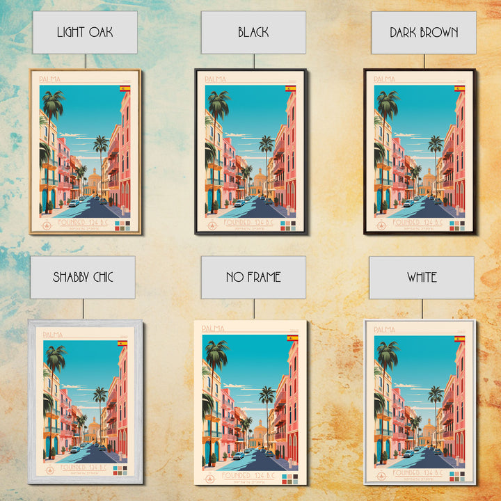 Palma Spain Travel Poster Framed Canvas Print, Vintage Style, Pop Art Home Decor, Scenic Wall Art, Bedroom Decoration, Office Gift