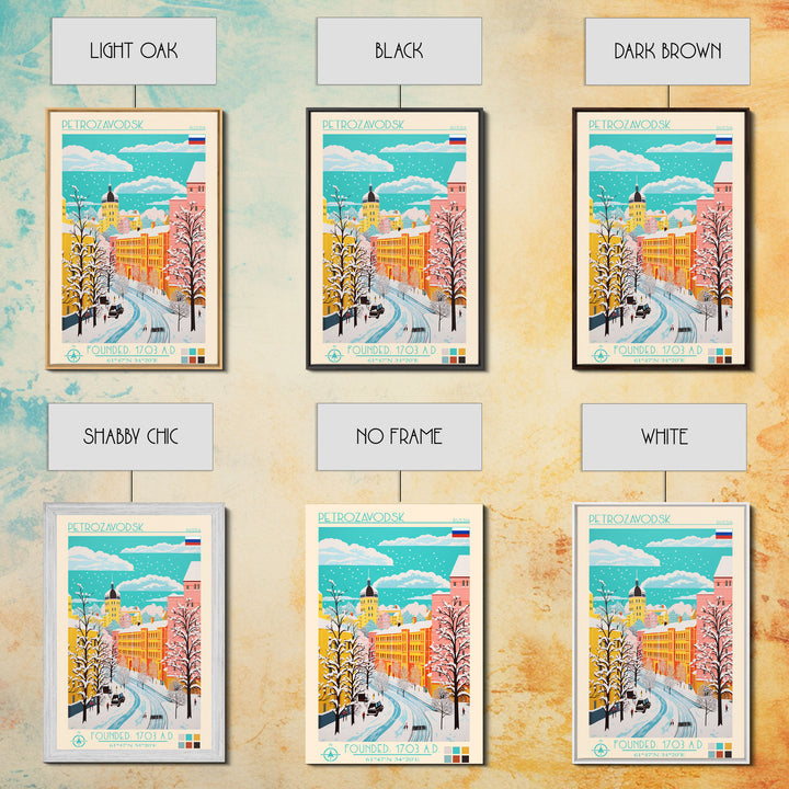 Petrozavodsk Russia Travel Poster Framed Canvas Print, Midcentury Modern Art, Pop Art Wall Decor, Scenic Living Room Art, Bedroom Gift