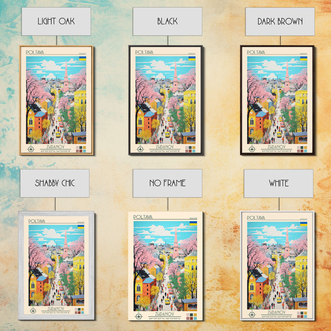 Poltava Ukraine Travel Poster Framed Canvas Print, Midcentury Modern Art, Pop Art Wall Decor, Scenic Living Room Art, Bedroom Gift
