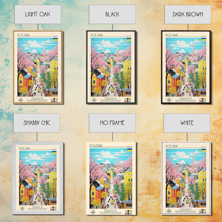 Poltava Ukraine Travel Poster Framed Canvas Print, Midcentury Modern Art, Pop Art Wall Decor, Scenic Living Room Art, Bedroom Gift