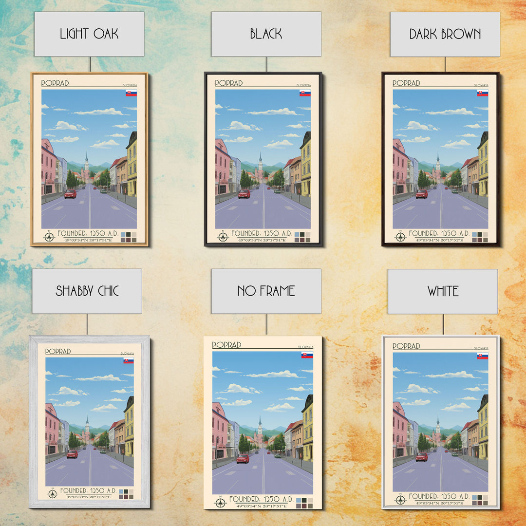 Poprad Slovakia Travel Poster Framed Canvas Print, Midcentury Modern Art, Pop Art Wall Decor, Scenic Wall Art, Living Room Decoration, Office Art