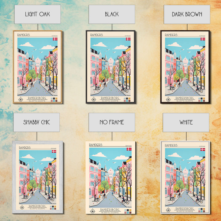 Randers Denmark Travel Poster Framed Canvas Print, Vintage Style, Pop Art Home Decor, Scenic Wall Art, Bedroom Decoration, Office Gift