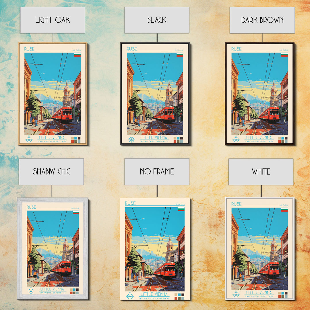 Ruse Bulgaria Travel Poster Framed Canvas Print, Midcentury Modern Art, Pop Art Wall Decor, Scenic Wall Art, Living Room Decoration, Office Gift