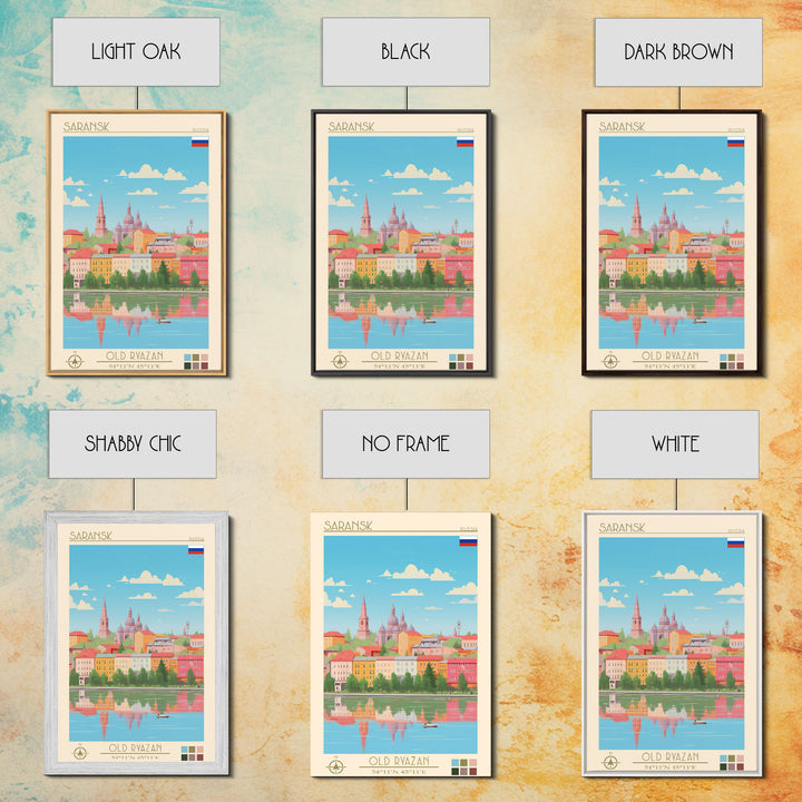 Saransk Russia Travel Poster Framed Canvas Print, Midcentury Modern Art, Pop Art Wall Decor, Living Room Art, Bedroom Decoration