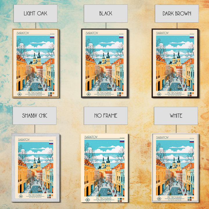 Saratov Russia Travel Poster Framed Canvas Print, Midcentury Modern Art, Pop Art Wall Decor, Home Decor, Vacation Gift