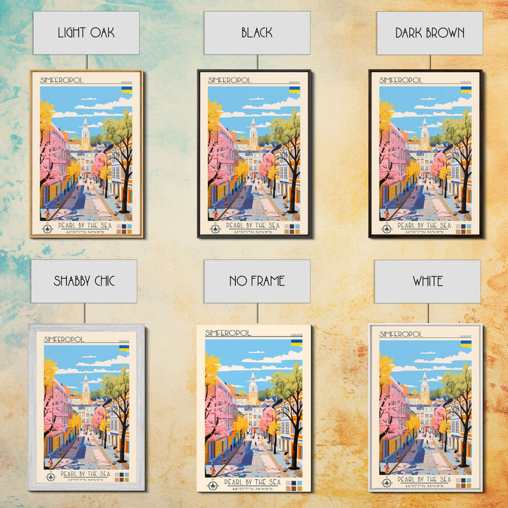 Simferopol Ukraine Travel Poster Framed Canvas Print, Midcentury Modern Art, Pop Art Wall Decor, Living Room Art, Vacation Gift