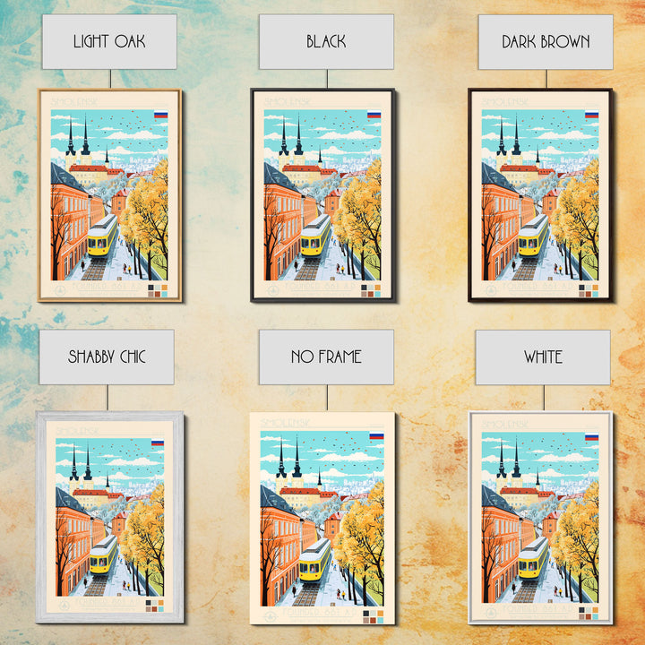 Smolensk Russia Travel Poster Framed Canvas Print, Midcentury Modern Art, Pop Art Wall Decor, Home Decor, Office Art