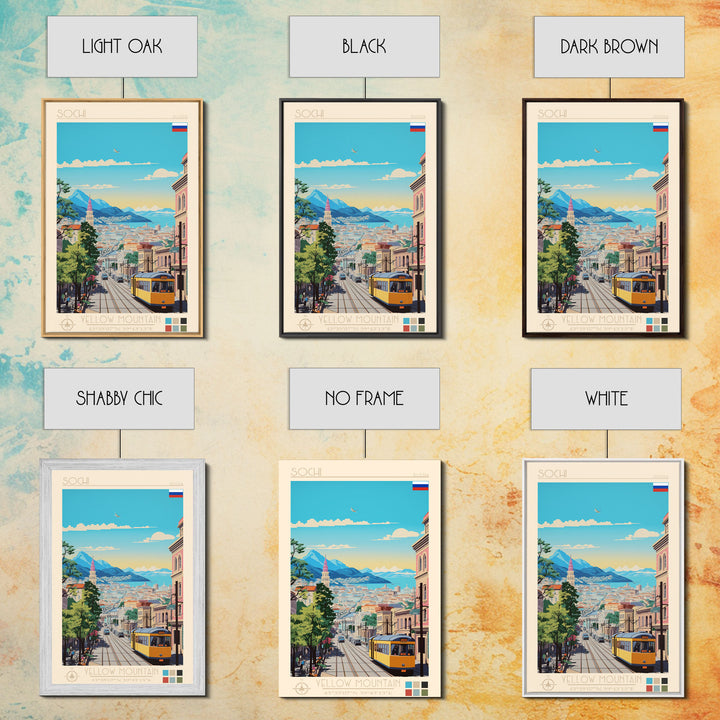 Sochi Russia Travel Poster Framed Canvas Print, Midcentury Modern Art, Pop Art Wall Decor, Living Room Art, Bedroom Decoration