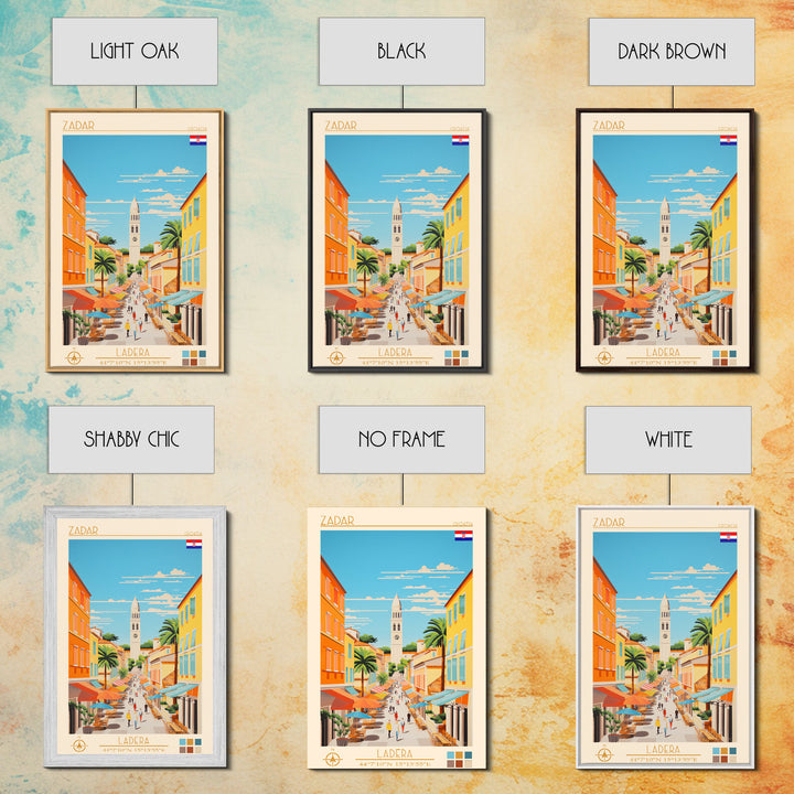Zadar Croatia Travel Poster Framed Canvas Print, Midcentury Modern Art, Pop Art Wall Decor, Living Room Art, Vacation Gift