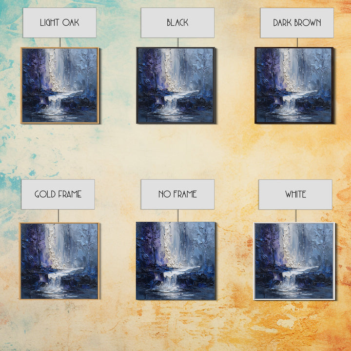 Crystal Cave with Luminous Blue Reflections Framed Canvas Print, Fantasy Art, Gallery Decor, Living Room Decor, Mythic, FAN-1x1-78