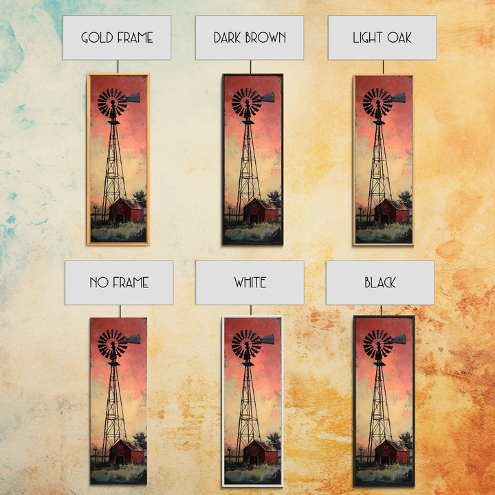 Windmill Silhouette at Sunset Framed Canvas Print, Farmhouse Art, Modern Decor, Farmhouse Decor, Fine Art, Harvest, Home Decor, FAR-1x3-53