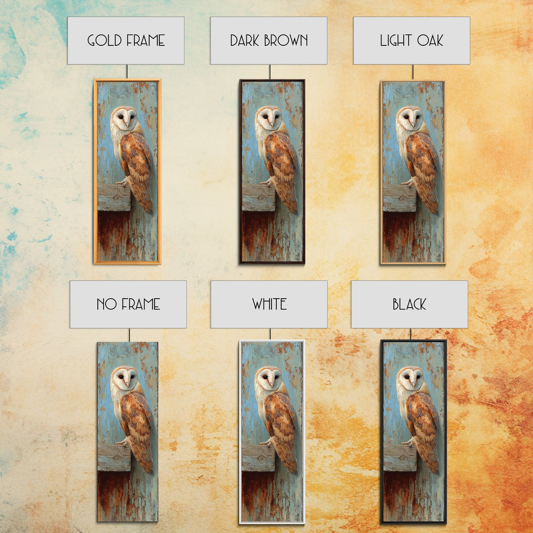 Barn Owl Perched on Aged Wood Canvas Print, Farmhouse Art, Printable Art, Farmhouse Decor, Harvest, Landscape Painting, FAR-1x3-59
