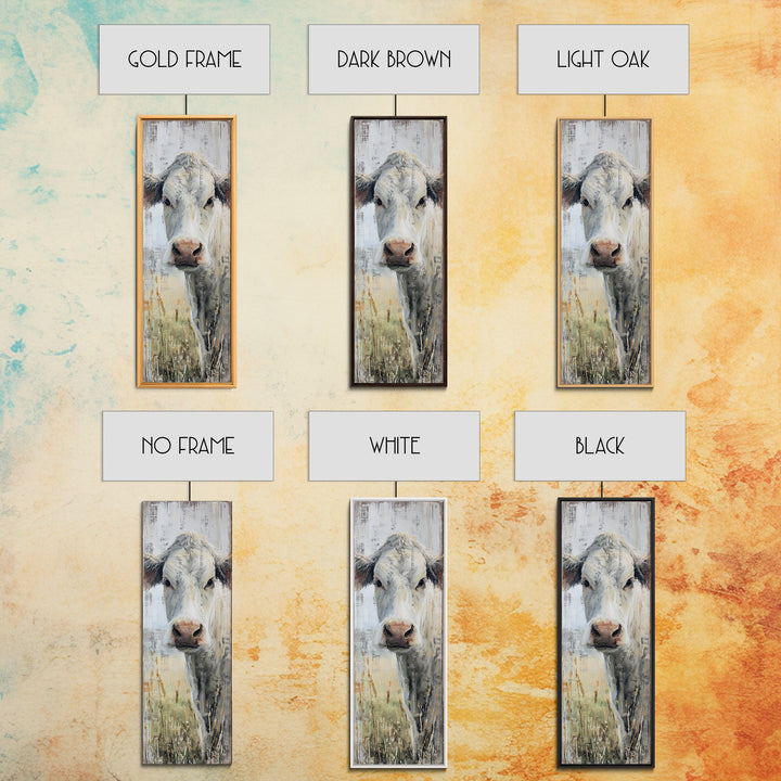 White Cow Portrait Framed Canvas Print, Farmhouse Art, Textured Painting, Farmhouse Decor, Fine Art, Harvest, Oil Painting, FAR-1x3-61