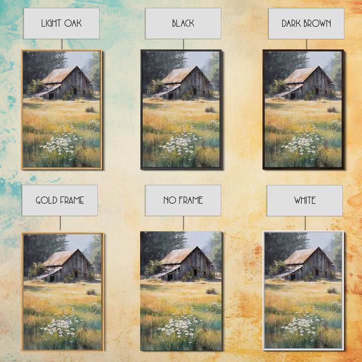Rustic Barn in Golden Field Light Canvas Print, Farmhouse Art, Digital Prints, Farmhouse Decor, Harvest, Watercolor Painting, FAR-2x3-58