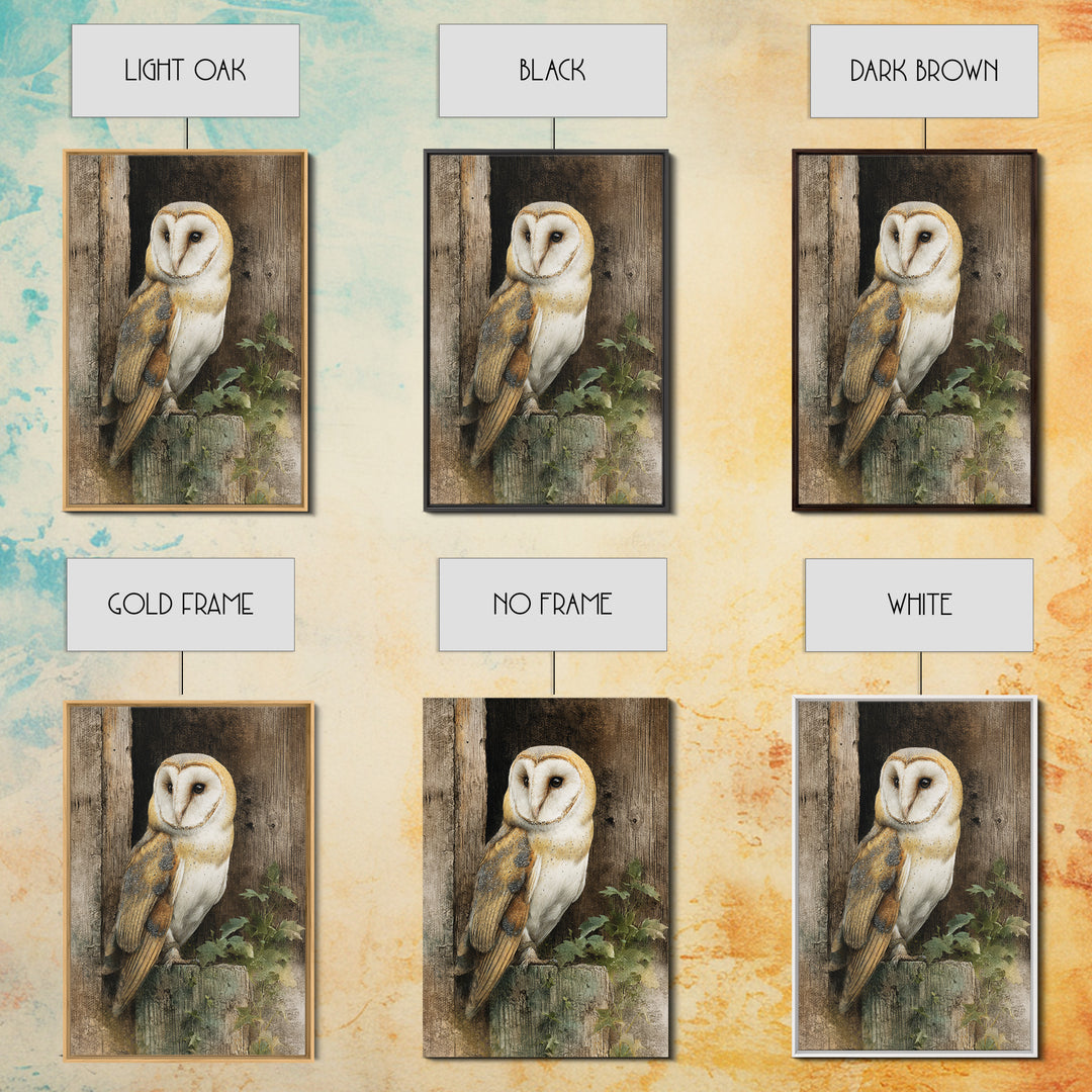 Barn Owl Perched on Aged Wood Canvas Print, Farmhouse Art, Floral Wall Art, Farmhouse Decor, Fine Art, Harvest, Boho Decor, FAR-2x3-7