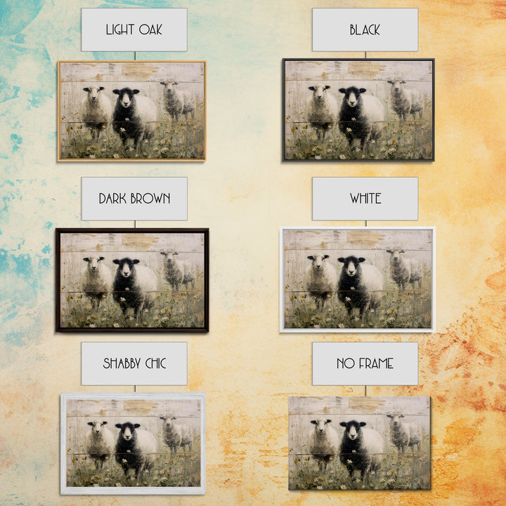 Black and White Sheep Framed Canvas Print, Farmhouse Art, Sage Green Wall Art, Farmhouse Decor, Harvest, Gallery Decor, FAR-3x2-36