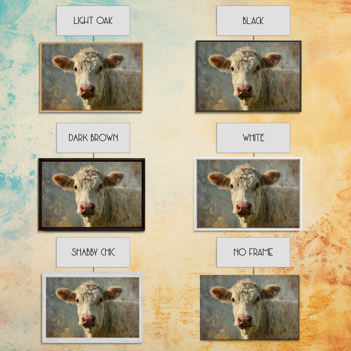 White Cow Portrait Canvas Print, Farmhouse Art, Farmhouse Wall Art, Farmhouse Decor, Fine Art, Harvest, Luxury Decor, FAR-3x2-53