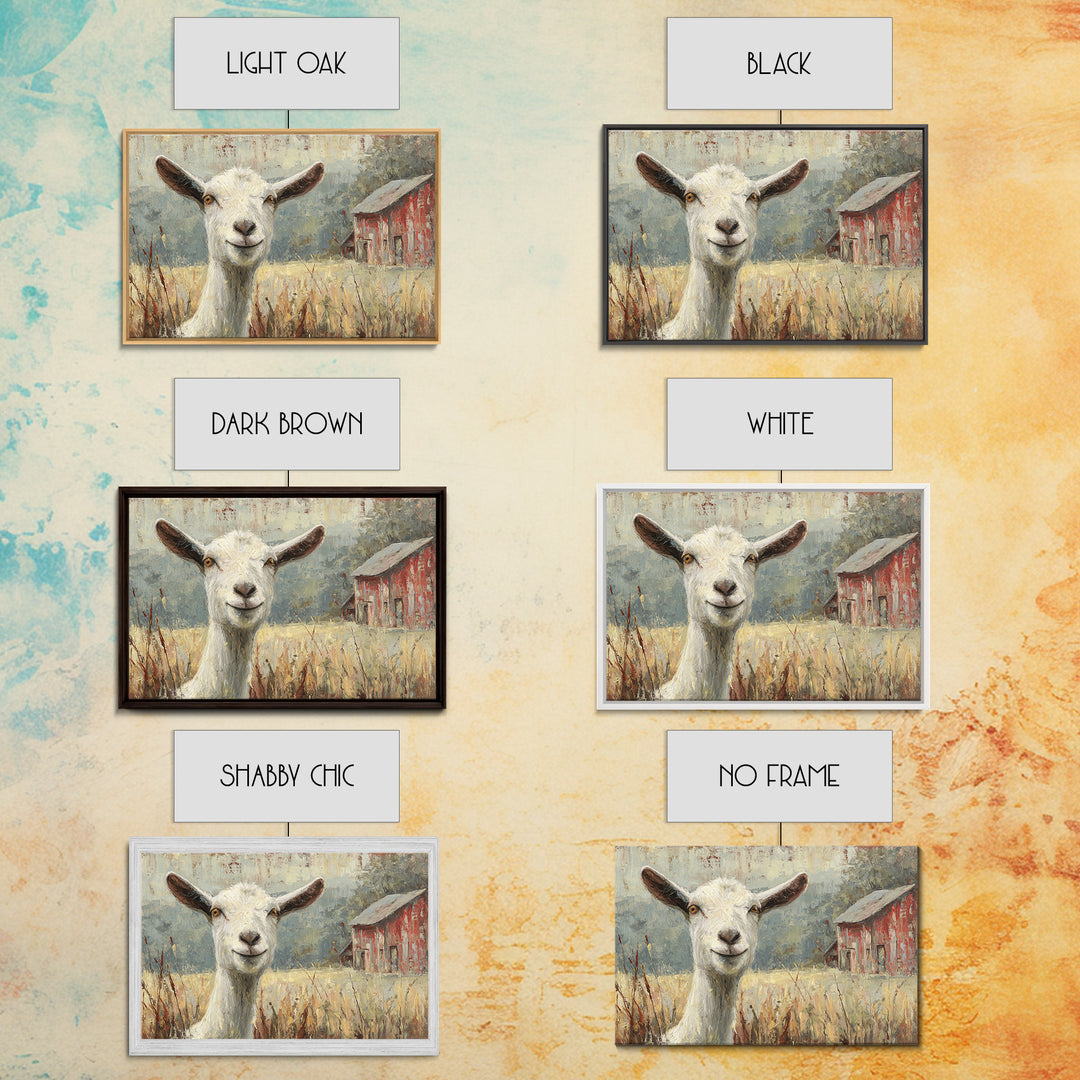 Goat Portrait with Playful Expression Canvas Print, Farmhouse Art, Black Wall Art, Farmhouse Decor, Fine Art, Harvest, FAR-3x2-94