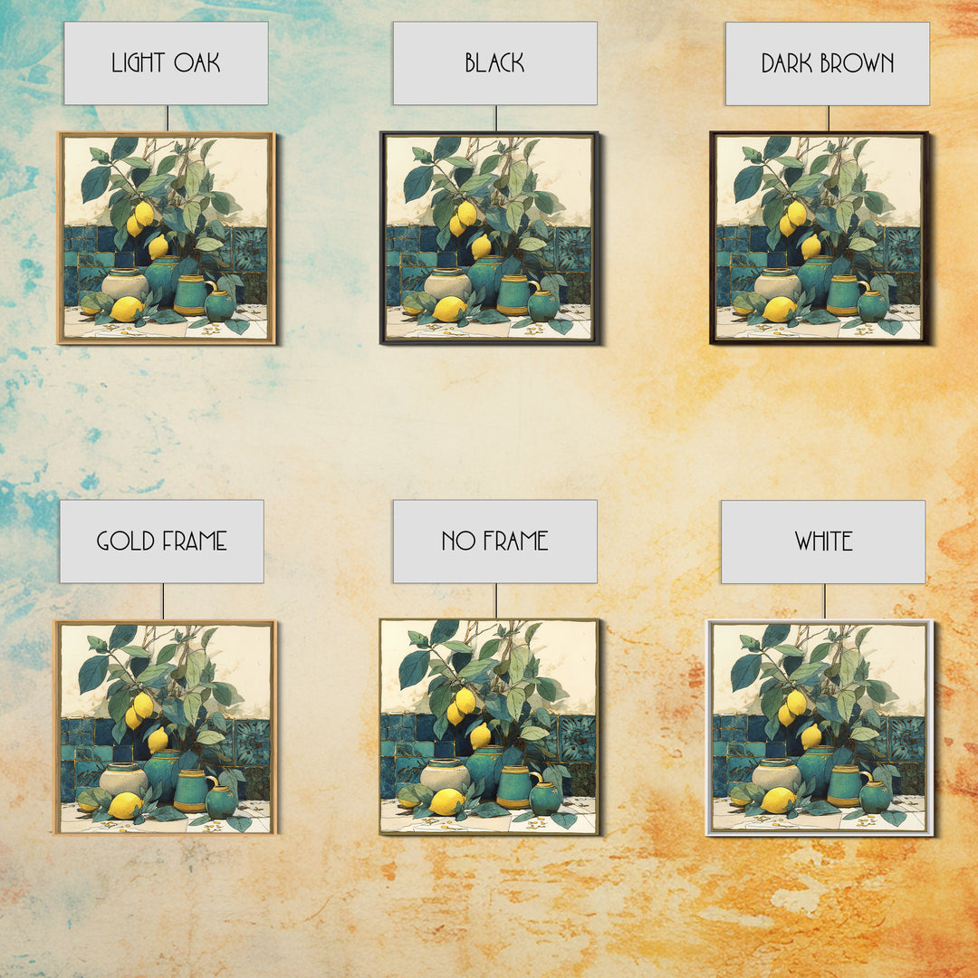 Aged Botanical Plate of Lemons and Leaves Canvas Print, French Country Art, Botanical Wall Art, Farmhouse Decor, Country, FCA-1x1-60