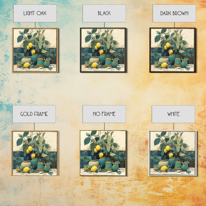Aged Botanical Plate of Lemons and Leaves Canvas Print, French Country Art, Botanical Wall Art, Farmhouse Decor, Country, FCA-1x1-60